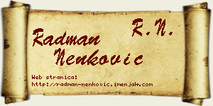 Radman Nenković vizit kartica
